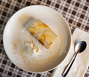 Pan de Calatrava with creme, pudding cake typical from Spain photo