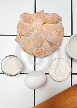 Pan de Muerto and ingredients for the traditional bread