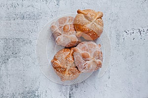 Pan de Muerto mexican bread traditional for day of the dead in Mexico