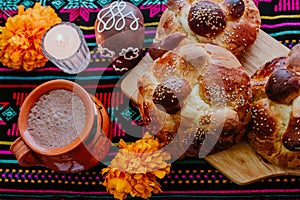 Pan de Muerto, mexican Sweet bread in Day of the Dead celebration in Mexico
