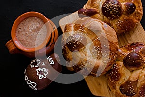 Pan de Muerto, mexican Sweet bread in Day of the Dead celebration in Mexico