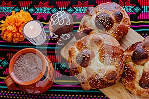 Pan de Muerto, mexican Sweet bread in Day of the Dead celebration in Mexico photo