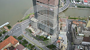 Pan Down - View of Ho Chi Minh City Vietnam from Above