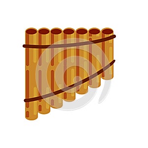 Pan flute. Bamboo pipe. Folk musical instrument of Greece