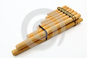 pan flute close-up isolated over white