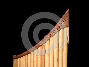 Pan flute in front of black background
