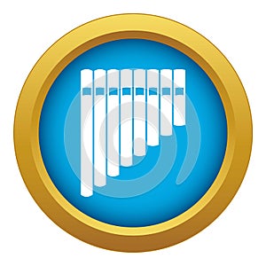 Pan flute icon blue vector isolated