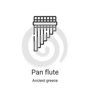 pan flute icon vector from ancient greece collection. Thin line pan flute outline icon vector illustration. Linear symbol for use