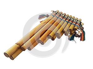 Pan flute, pipes, ZampoÃÂ±a, Antara, Siku, Syrinx wind instrument. photo