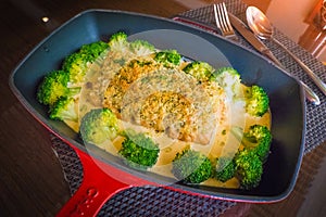 Pan fried Almond Crusted Salmon with Almond Sauce,