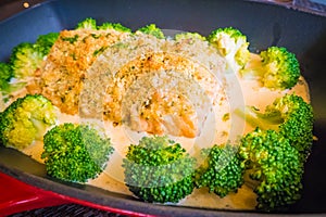 Pan fried Almond Crusted Salmon with Almond Sauce,