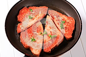 Pan fried lunchmeat