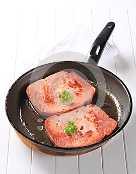 Pan fried lunchmeat