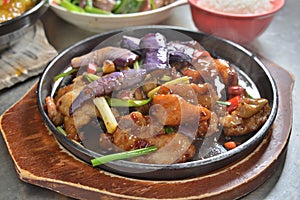 Pan fried pork eggplant