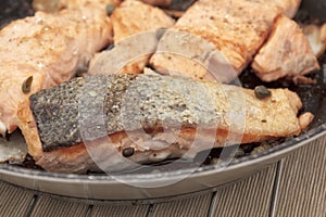 Pan fried salmon fillets