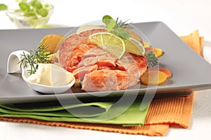 Pan fried salmon patty