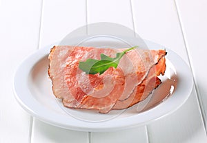 Pan fried slice of smoked ham