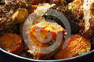 pan of healthy roast vegetable salad