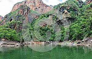 Boattrip on the Blyde River part of the famous Panorama Route in South Africa, from a boat.