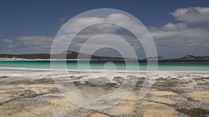 Pan of lucky bay beach in Cape Le Grand National Park