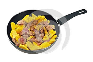 Pan with meat and potatoes
