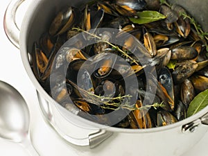 Pan of Moules Mariniere