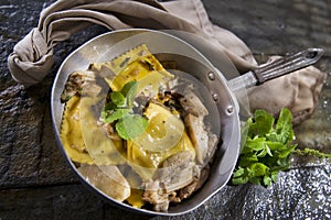 Pan Of Mushroom Ravioli photo