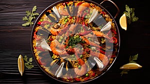 Pan with seafood paella