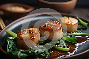 pan-seared scallops with bok choy and chinese black vinegar sauce