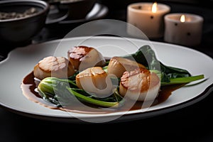 pan-seared scallops with bok choy and chinese black vinegar sauce