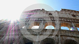 Pan shot on the colosseum, Rome Italy