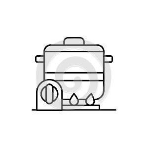 Pan stove timer icon. Simple line, outline vector cooking icons for ui and ux, website or mobile application