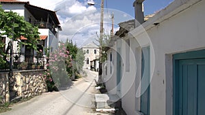 Pan from a street in Theologos inThassos Greece
