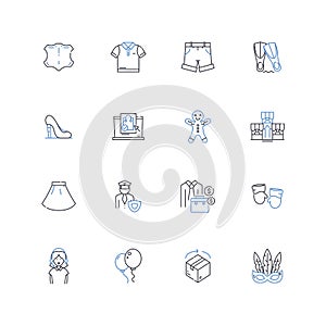 Panache line icons collection. Style, Elegance, Grace, Confidence, Flair, Charm, Attitude vector and linear illustration photo