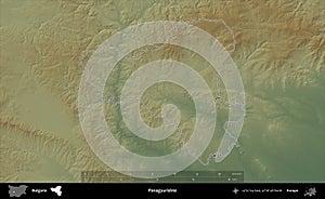 Panagyurishte outlined, Bulgaria. Physical