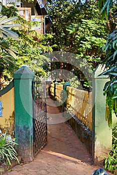 Panaji, Goa, India - December 15, 2019: Entrance gate. Varied Yards in India