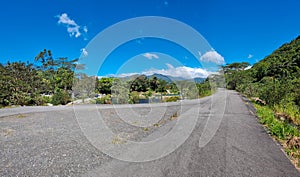 Panama, Boquete, panoramic view of public park pedestrian path