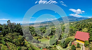 Panama, Boquete, panoramic view of the valley and the tropical garden from the view point