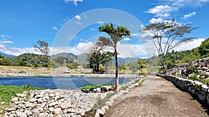 Panama, Boquete town, lakeside footpath in central park