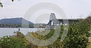 Panama canal Bridge of the Americas 4K