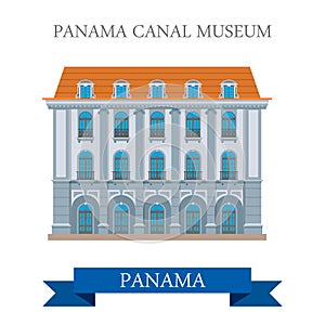 Panama Canal Museum in Panama vector flat attraction landmarks