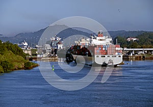 Panama Canal, Tugboat and Container Ship