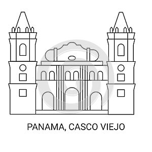 Panama, Casco Viejo, travel landmark vector illustration