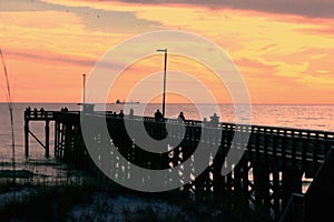 Panama City Beach Gulf of Mexico near sunset picturesque Pier florida water beach St Andrews State Park