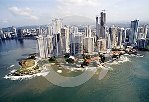 Panama City skyline and the Panama Bay
