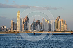 Panama City Skyline in Panama at Sunset