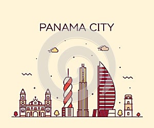 Panama city skyline Panama vector linear style