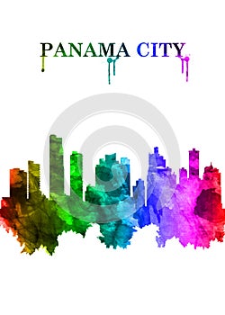 Panama City skyline Portrait Rainbow