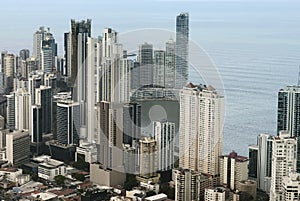 Panama City skyscrapers, aerial view of downtown Panama city.