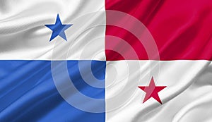 Panama flag waving with the wind, 3D illustration.